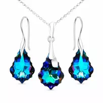 Diamond Sky Jewelry Sidabrinis papuošalų rinkinys moterims „Baroque IV (Meridian Mėlyna)“ su Swarovski® kristalais