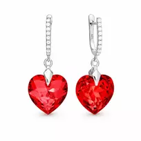 Diamond Sky Jewelry Sidabriniai auskarai „Romantic Heart III R (Light Siam)“ su Swarovski® kristalais