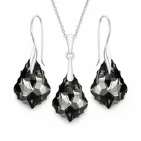 Diamond Sky Jewelry Sidabrinis papuošalų rinkinys moterims „Baroque IV (Sidabrinis Night)“ su Swarovski® kristalais