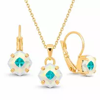 Diamond Sky Jewelry Papuošalų rinkinys moterims „Magical Square (Aurora Borealis)“ su Swarovski® kristalais