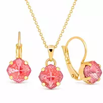 Diamond Sky Jewelry Papuošalų rinkinys moterims „Magical Square (Maroon Ignite)“ su Swarovski® kristalais