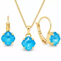 Diamond Sky Jewelry Papuošalų rinkinys moterims „Magical Square (Electric Mėlyna Ignite)“ su Swarovski® kristalais