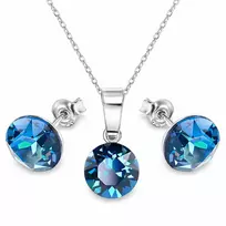 Diamond Sky Jewelry Sidabrinis papuošalų rinkinys moterims „Classic (Bermuda Mėlyna)“ su Swarovski® kristalais