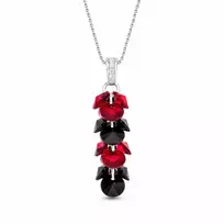 Diamond Sky Jewelry Sidabrinis pakabukas „Flamenco (Scarlet / Jet)“ su Swarovski® kristalais