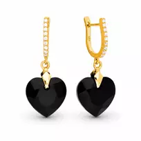 Diamond Sky Jewelry Sidabriniai auskarai „Romantic Heart III (Jet)“ su Swarovski® kristalais