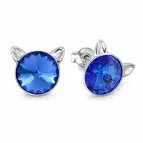 Diamond Sky Jewelry Sidabriniai auskarai „Cat (Sapphire)“ su Swarovski® kristalais