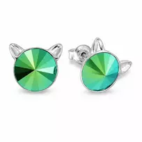 Diamond Sky Jewelry Sidabriniai auskarai „Cat (Scarabaeus Žalias)“ su Swarovski® kristalais