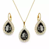 Diamond Sky Jewelry Papuošalų rinkinys moterims „Celestial Drop (Sidabrinis Night)“ su Swarovski® kristalais
