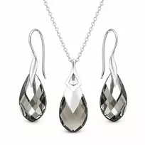 Diamond Sky Jewelry Sidabrinis papuošalų rinkinys moterims „Baroque II (Juodas Diamond Light Chrome)“ su Swarovski® kristalais
