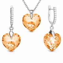 Diamond Sky Jewelry Sidabrinis papuošalų rinkinys moterims „Romantic Heart III R (Light Colorado Topaz)“ su Swarovski® kristalais