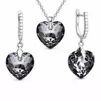 Diamond Sky Jewelry Sidabrinis papuošalų rinkinys moterims „Romantic Heart III R (Sidabrinis Night)“ su Swarovski® kristalais