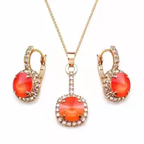 Diamond Sky Jewelry Papuošalų rinkinys moterims „Clarice VII (Light Coral)“ su Swarovski® kristalais