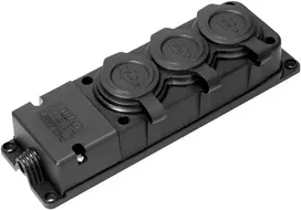 Orno Apsaugotas nuo purslų skirstytuvas IP44, 3 lizdai 2P+Z, 16 A, 230 V AC, guminis, nedegus, čekų standartas