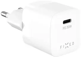 Maitinimo adapteris tinklinis GaN FIXED Mini su USB-C išvestimi ir PD palaikymu, 30 W, baltas