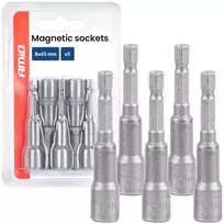 Magnetinių galvučių suktuvui rinkinys, 1/4" HEX, 8 x 65 mm, 5 vnt., AMIO-04938