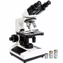 Binokulinis biologinis mikroskopas su 2 standartiniais objektyvais 1600X, binokuliarinis mikroskopas, biologinis mikroskopas, mikroskopas su dviem objektyvais