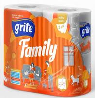 Tualetinis popierius GRITE Family 4, balintas, 3 sluoksnių, 1x4 vnt., Ø 11.5