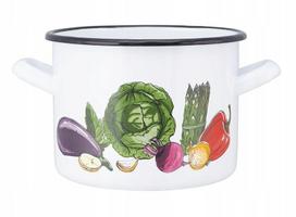 Emaliuotas puodas 18 cm, 3.3 L, daržovių dizainas, visoms viryklėms