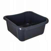 Kvadratinis plastikinis dubuo 8L, tamsiai pilkas, didelis baseinas, rankenos