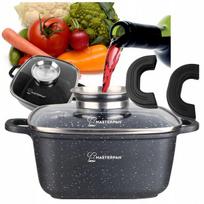 Kvadratinis marmurinis puodas su dangčiu 20cm 2,8l