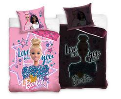 Vaikiškas šviečiantis tamsoje patalynės komplektas Barbie 140x200, 2 dalių