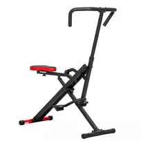 Sulankstomas reguliuojamas treniruoklis su metaliniais vamzdžiais ir pedalais, raudonas.