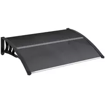 Stogelis Lauko Durims 100 x 75 cm | Aliuminio ir Polikarbonato Stogelis su UV Apsauga, Balkono Stogelis, Apsauga nuo Saulės ir Lietaus, Juodas