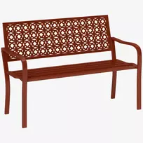 2 Vietų Sodo Suolas, Atsparus Oro Sąlygoms | Sodo Baldai su Atlošu ir Porankiais, Parko Suolas, Maksimali Apkrova 240 kg, Skirtas Balkonui, Terasai, Sodui, 127 x 63 x 85 cm, Raudonas