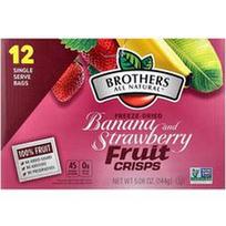 Brothers-All-Natural, Liofilizuoti vaisių traškučiai, bananai ir braškės, 12 vienkartinių pakelių po 12 g