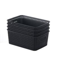 Plastikinės pintos dėžės organizavimui, Juoda