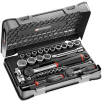 FACOM RS.360-1PB veržliarakčių rinkinys, 1/4" ir 1/2", 6 briaunų, 31 vnt., 23 veržliarakčiai, 30 įrankių