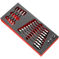 Facom FLEX HEAD RATCHET WRENCHES 467BF MODM.467BFJ12PB, 12 vnt., 7-19 mm, 12 taškų, neslystantys, putplasčio padėklas