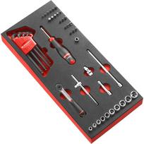 Facom MODM.R161-36PB 1/4" veržliarakčių komplektas putplasčio modulyje, 46 vnt., 6 briaunų, 5,5-14 mm