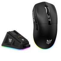 ONIKUMA DM07 RGB žaidimų pelė, 50–24000 DPI, 1000 Hz, 500 mAh, 10 m, 2.4G, USB-C, juoda
