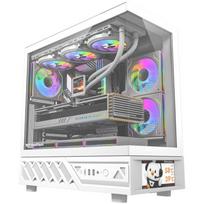 DarkFlash DS950V kompiuterio korpusas DS950 SCRN WHT +6F, baltas, 6x120mm ventiliatoriai, IPS ekranas 480x960, ATX/M-ATX/ITX