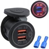 Įkrovimo lizdas ME Premium, 5V, Qc Įkrovimo Lizdas 2x Usb 3.0a Quick Charge Red, Universalus, Juodas, ME Premium