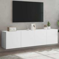 Prie sienos montuojamos TV spintelės, 2vnt., baltos, 80x30x41cm