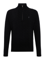 Polo Ralph Lauren - Cable-Knit Quarter-Zip Sweater - Megztinis - Juoda