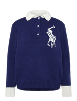 Polo Ralph Lauren - Big Pony Wool Rugby Sweater - Megztinis - Tamsiai mėlyna