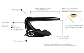 G7th Performance 2 Classical Black – kapodasteris klasikinės ir flamenko gitarai