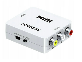 HDMI to RCA AV Converter 1080p Full HD, PAL/NTSC, Mini USB, White