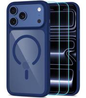 Mėlynas / skaidrus dėklas + stikliukai Apple iPhone 17 Pro / 18 Pro telefonui "Tech-Protect MagOne Magsafe CC"