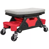 HOMCOM dirbtuvių kėdė su ratukais, lentyna, stalčiumi, 35 cm aukščio, sėdimoji dalis iki 135 kg, darbui, riedantis sėdynė, dirbtuvių sėdynė, pilka