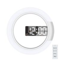 Radios and alarm clocks,LED Wall Clock, Remote Control Digital Wall Clock Creative LED Mirror Wall Clock with Alarm,