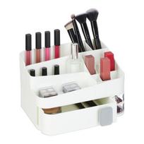 Makiažo organizatorius su stalčių 15x26x21cm., baltos spalvos