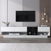 TV spintelė, blizgi balta ir juoda, 190x40x42 cm, 2 dėžės
