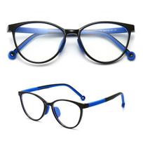 Mergaitiški Akiniai Su Mėlynąjį Šviesos Filtru – Juodi/Mėlyni Cat Eye Modelis