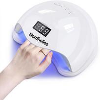 Nešiojama 48 W LED UV nagų lempa su LCD laikmačiu ir automatiniu jutikliu geliniam lakui, balta