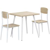 Valgomojo rinkinys 3 vnt., MDF+metalas, stalai+2 kėdės, medžio tekstūra+balta