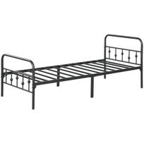 Viengulė metalinė lova 90x200 cm, 150 kg apkrovai, juoda
